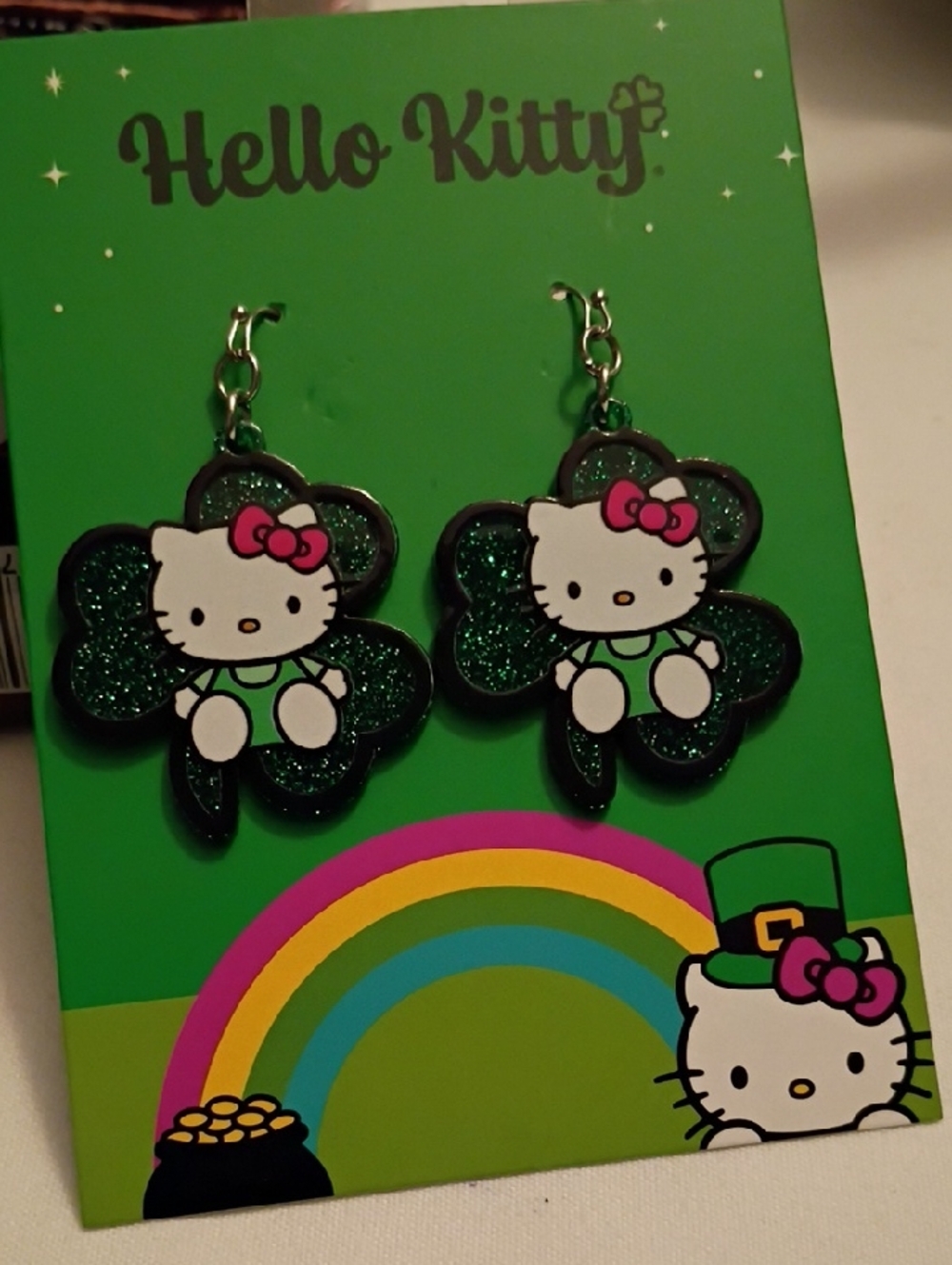 Sanrio Hello Kitty ST Patrick's Day Hello Kitty Leprechaun Glitter Clover Irish
